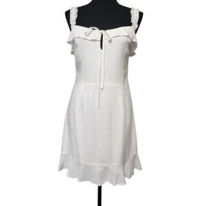 Lulus Days Like‎ This Ivory Sleeveless Ruffled Mini Linen Viscose Dress Large
